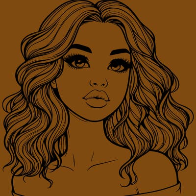 realistic girl with wavy hair and lips