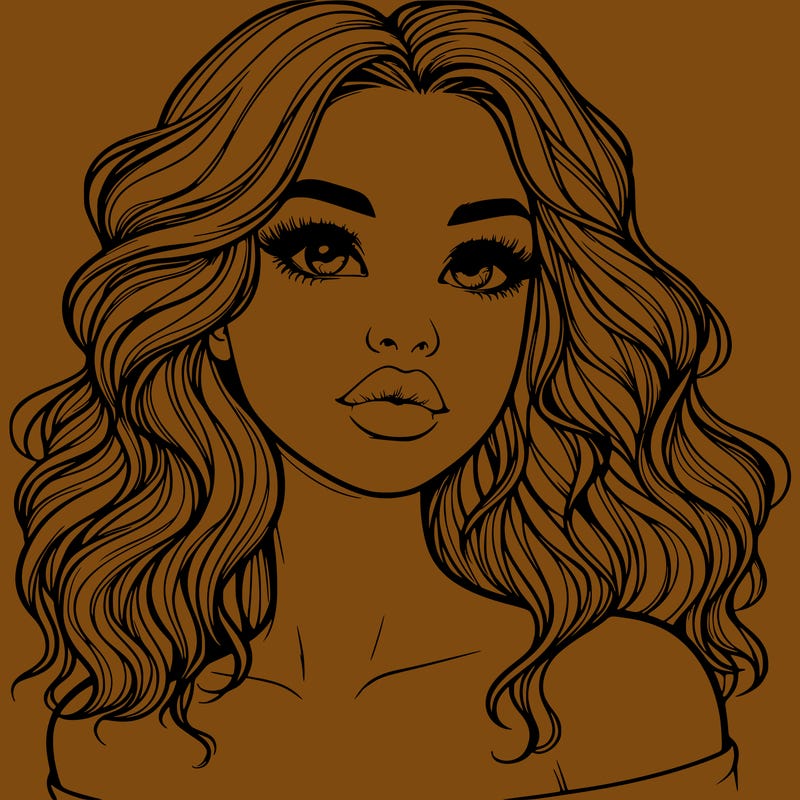 realistic girl with wavy hair and lips