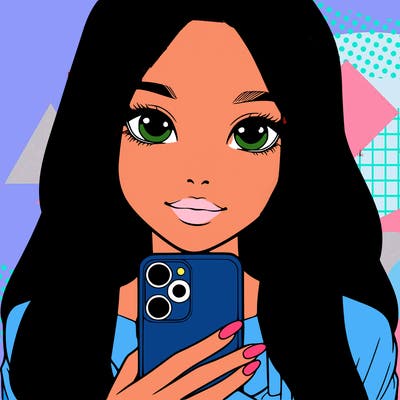 realistic girl with a phone