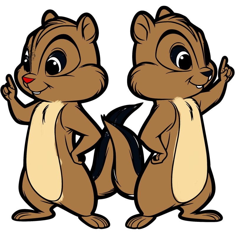 two tamias standing up split realistic