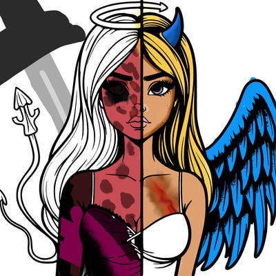 devil vs angel realistic girl
