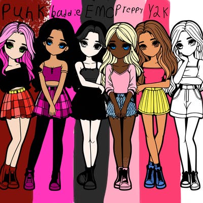 a group of girls realistic