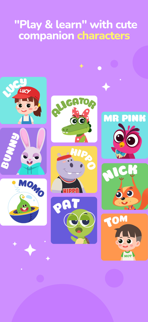 Babilala: Tiếng Anh Online - Una colección de adorables personajes de dibujos animados de la aplicación Babilala diseñados para que los niños jueguen y aprendan inglés.