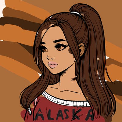 realistic girl with a high ponytail