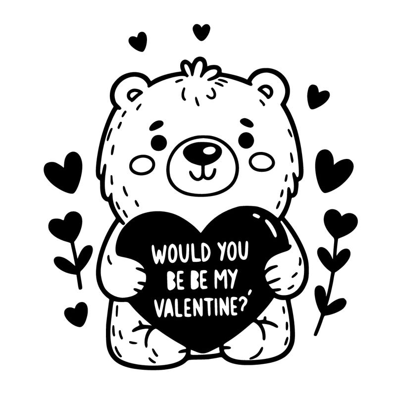 bear with heart would you be my valentine?