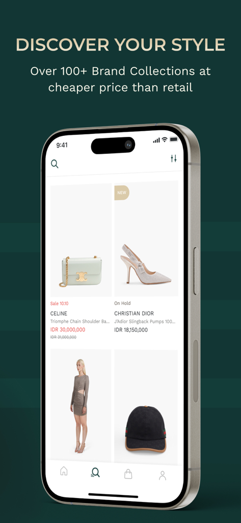Fashion Forth - A mobile app interface for Fashion Forth showing luxury brand collections from Celine and Christian Dior.
