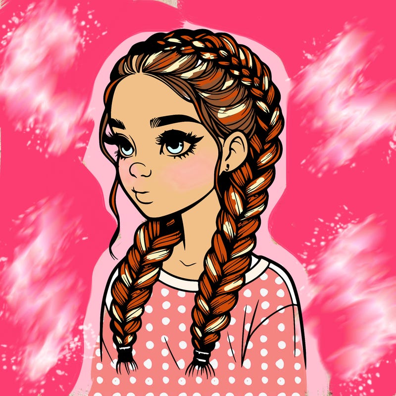 realistic girl with braids