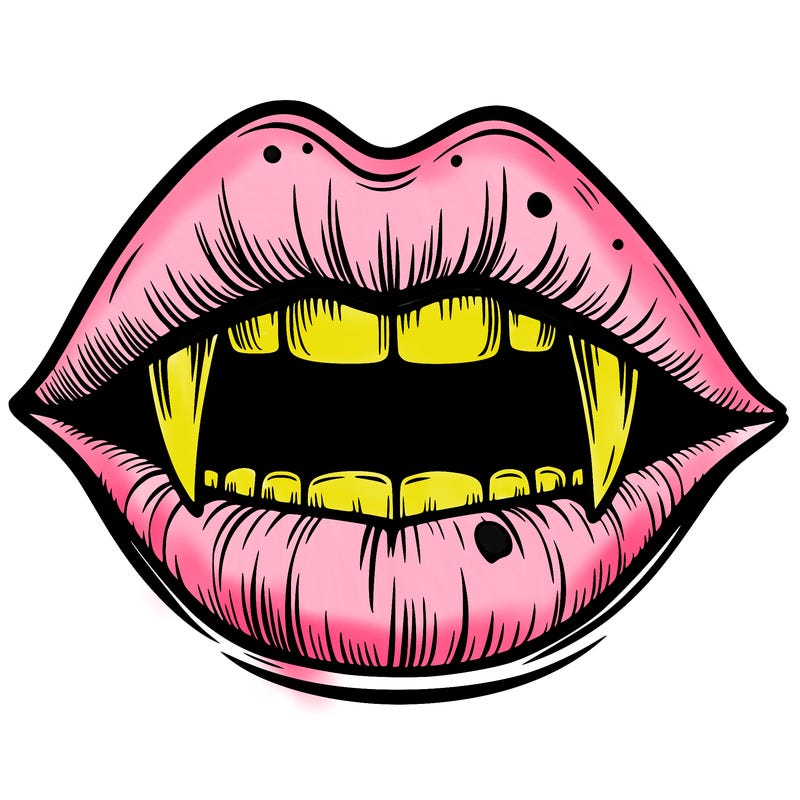 lips with vampire teeth