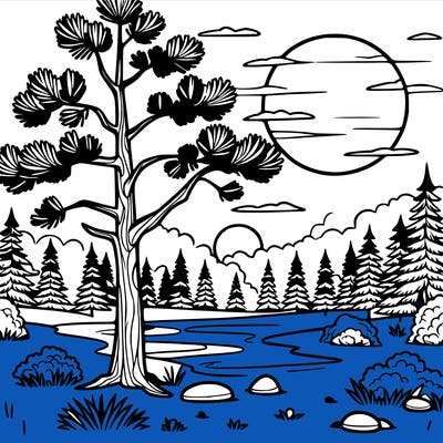 pine tree sunset view