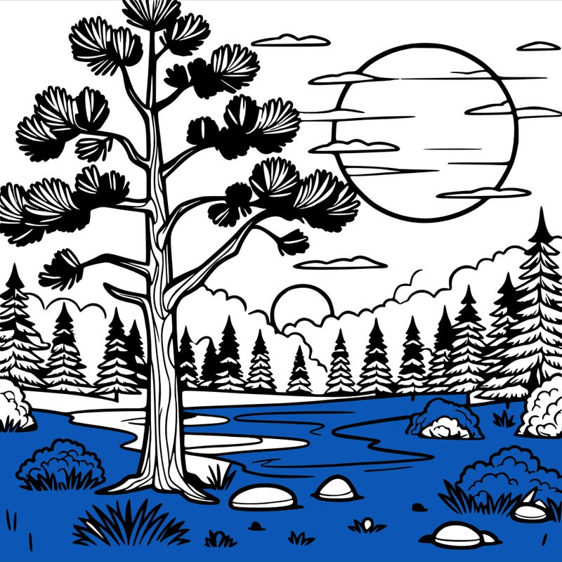 pine tree sunset view