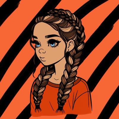 realistic girl with braids