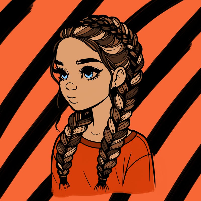 realistic girl with braids