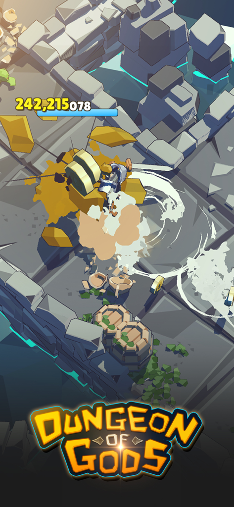Action-packed gameplay of Dungeon of Gods featuring high-damage combat effects