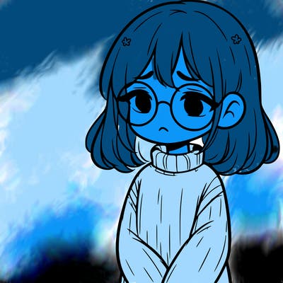 sad girl with glasses in a sweater