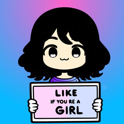 a cute girl holding a sign that says like if you’re a girl