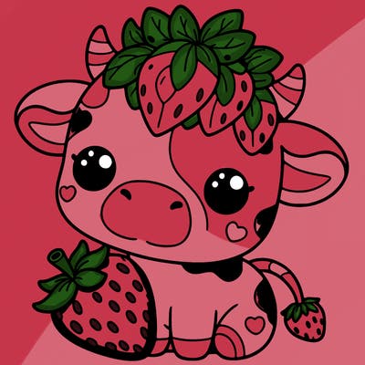cute strawberry cow