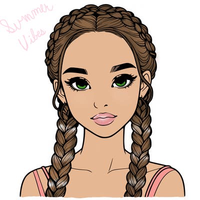 realistic girl with braids