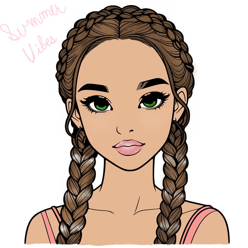 realistic girl with braids