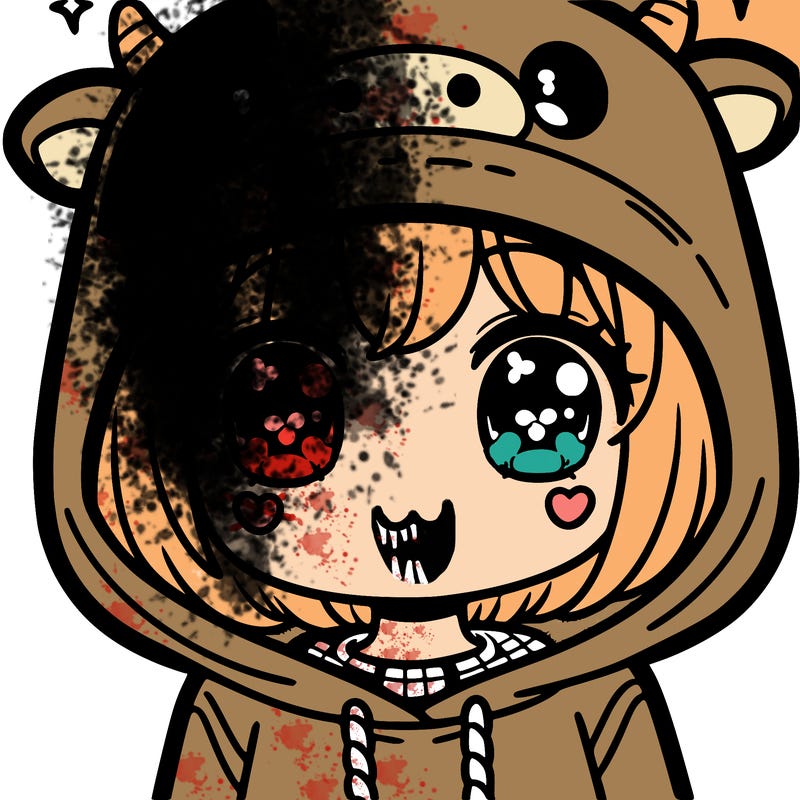 kawaii girl with cow hoodie