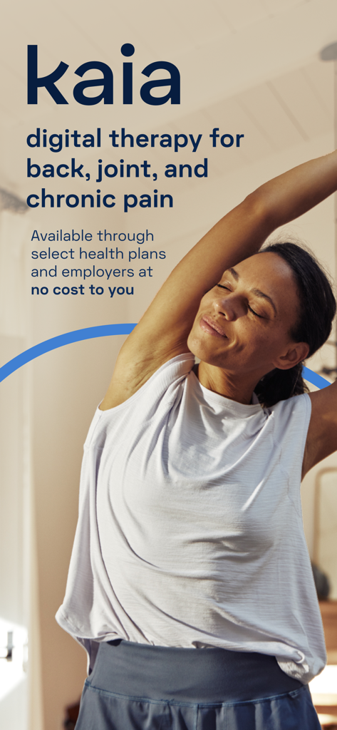 Kaia Health - A woman stretching with the Kaia Health app featuring digital therapy for back and joint pain