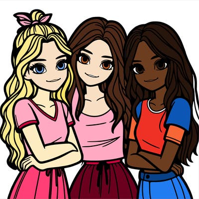 three girls together realistic