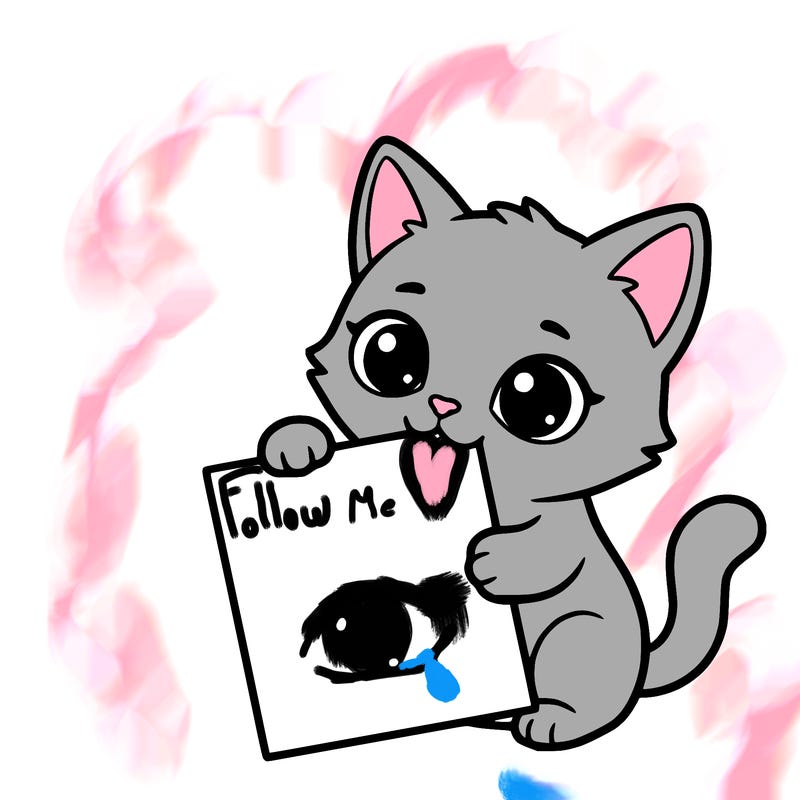 a small cat with a blank sheet of paper in its hand. the cat is sooooooo cute!