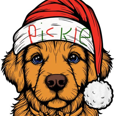 realistic dog with a christmas hat