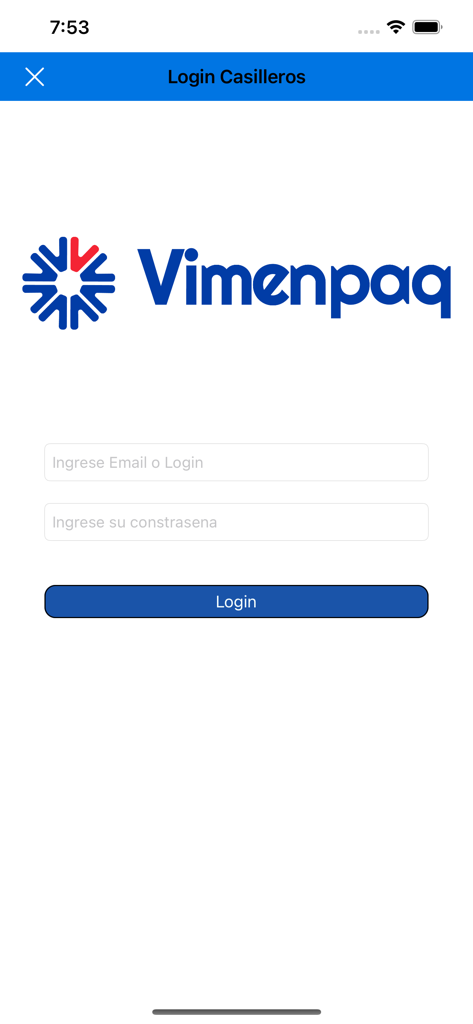 Vimenpaq - Vimenpaq mobile app login interface for locker management