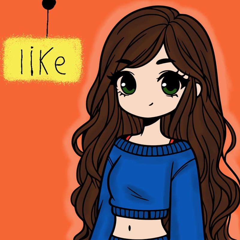 girl with long hair and a crop top with a sweater