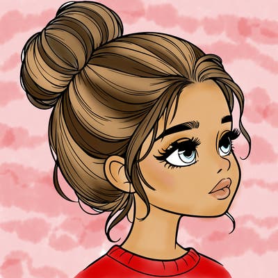 realistic girl with bun