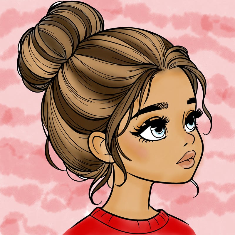 realistic girl with bun