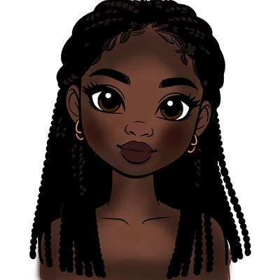 a realistic black girl with braids