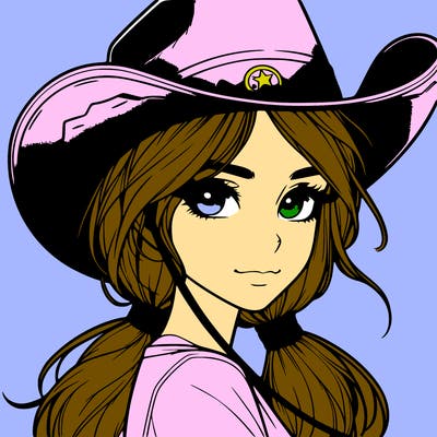 realistic girl with cowboy hat