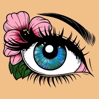 realistic eye with flower
