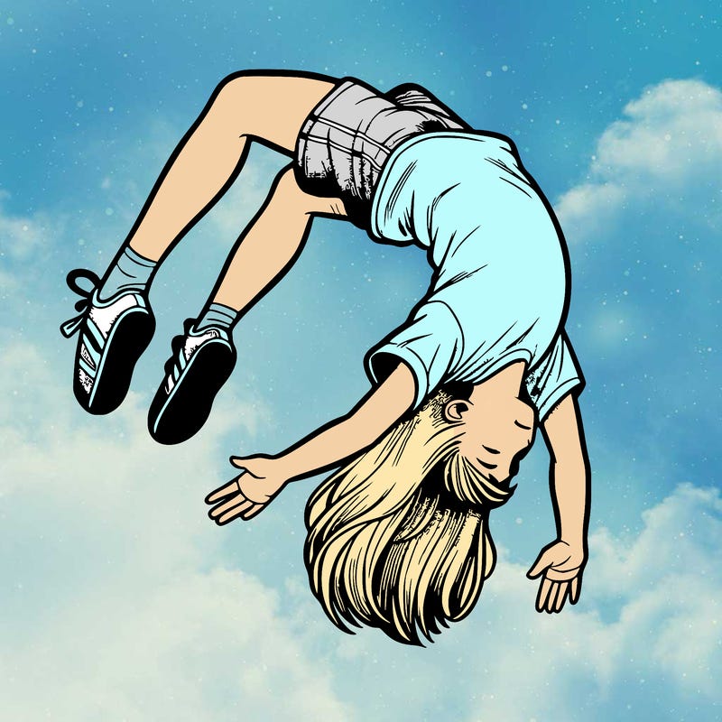 realistic girl doing a backflip