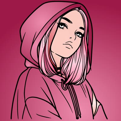 a realistic girl in a hoodie