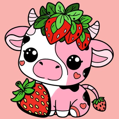 cute strawberry cow