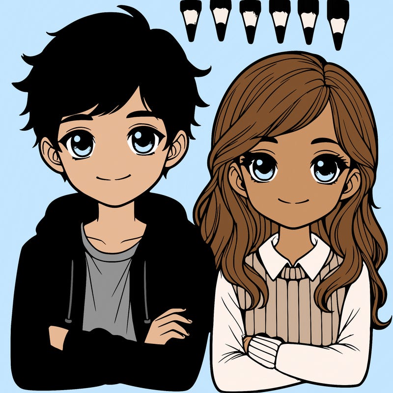 a boy and girl realistic