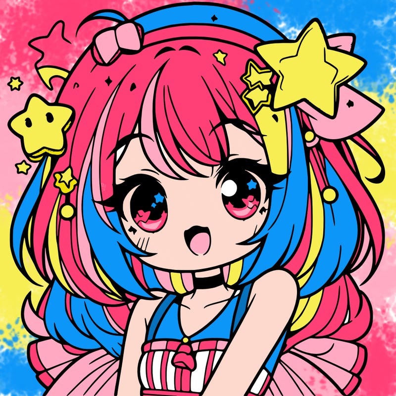 cute anime girl with star accessories