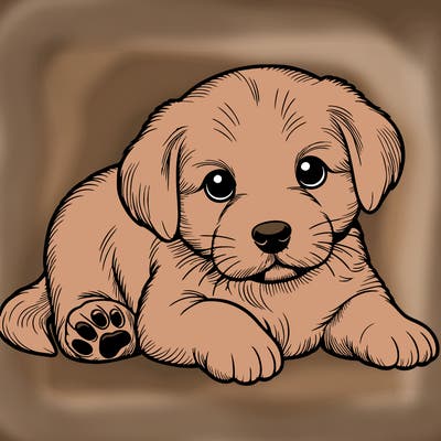 a cute realistic puppy