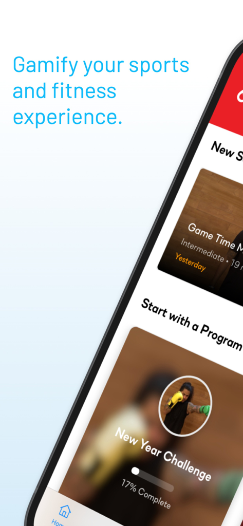 Dribbleup app interface showing gamified sports and fitness training programs.