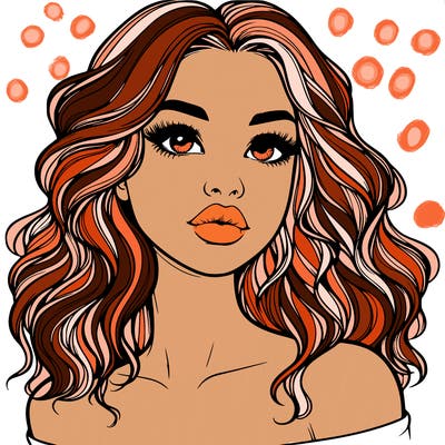 realistic girl with wavy hair and lips