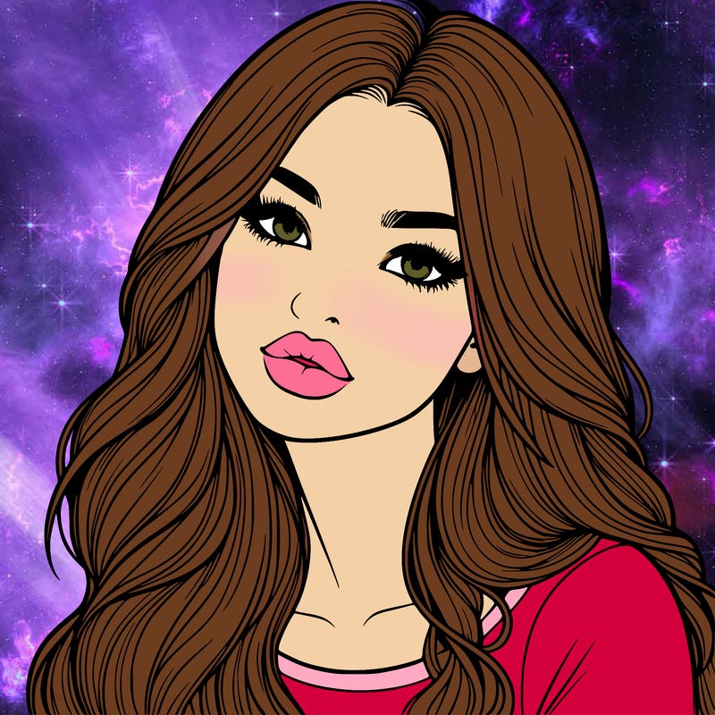 realistic girl with hair on her hair and lips