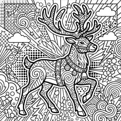 Dive into a world of vibrant creativity with our unique Pop Art Reindeer coloring page. This exciting design blends a classic festive animal with the energetic, graphic style of Pop Art, offering a truly dynamic coloring experience.
