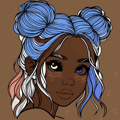 realistic girl with hair buns on her head