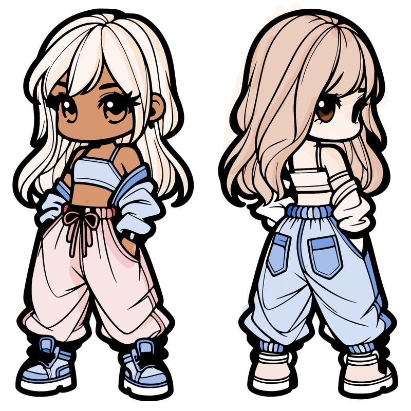 girl in crop top and baggy pants