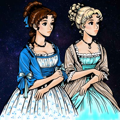 realistic sisters in regency era clothes