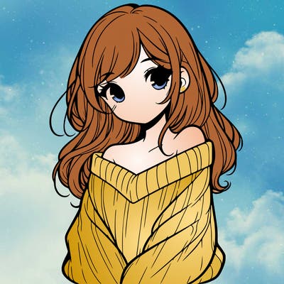 shy pretty girl wearing a sweater that is falling off one shoulder portrait