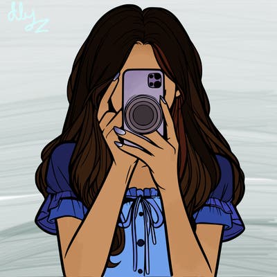 a realistic girl holding her phone taking pictures