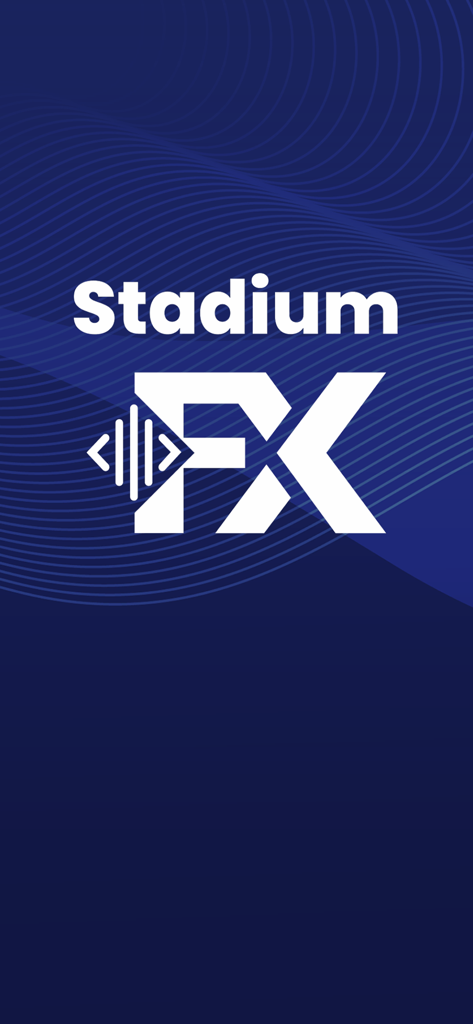 Stadium FX - Stadium FX app logo on a dark blue background with stylized wave patterns